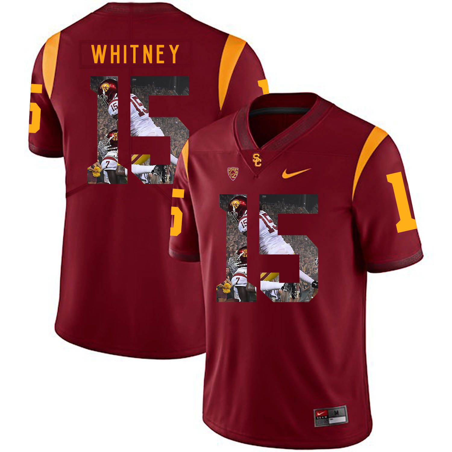 Men USC Trojans #15 Whitney Red Fashion Edition Customized NCAA Jerseys->customized ncaa jersey->Custom Jersey